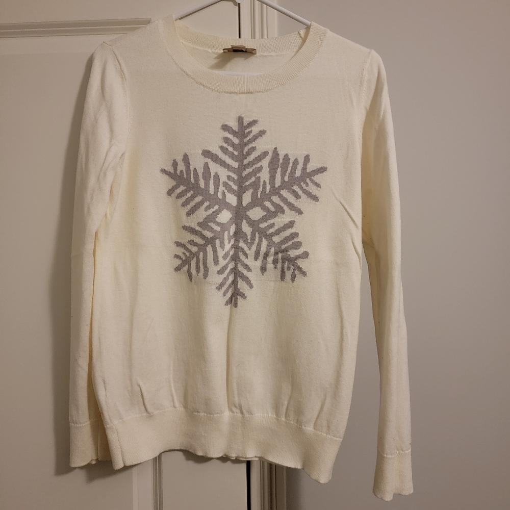 Cream sweater with gray snowflake, size medium, from Loft